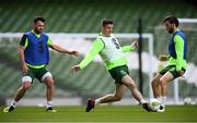 9 October 2018; Darragh Lenihan, centre, with Harry Arter, right, and Scott Hogan during a Republic of Ireland training session at the Aviva Stadium in Dublin. Photo by Stephen McCarthy/Sportsfile