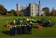 11 October 2018; Killeen Castle Golf Club in County Meath is celebrating it's 10th Anniversary in 2019 as well as it's recent investment in a state of the art fleet deal with John Deere and local dealer Dublin Grass Machinery over €500,000. In attendance alongside the new machinery are, from left, Mark Donnelly, Mark Collins, Course Superintendant, Nathan Pleavin, Michael Meegan, James Morgan, Robert Kane, Justin Mulvaney, Frances Clynch and Brian Mooney on the 18th hole at Killeen Castle Golf Club, Co. Meath. Photo by David Fitzgerald/Sportsfile