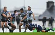 13 October 2018; Bundee Aki of Connacht is tackled by Lucas Meret of Bordeaux Begles during the European Rugby Challenge Cup Pool 3 Round 1 match between Connacht and Bordeaux Begles at The Sportsground in Galway. Photo by Piaras Ó Mídheach/Sportsfile