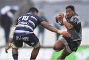 13 October 2018; Bundee Aki of Connacht in action against Afa Amosa of Bordeaux Begles during the European Rugby Challenge Cup Pool 3 Round 1 match between Connacht and Bordeaux Begles at The Sportsground in Galway. Photo by Piaras Ó Mídheach/Sportsfile