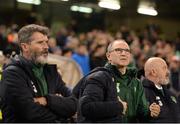 13 October 2018; Republic of Ireland manager Martin O'Neill, right, and Republic of Ireland assistant manager Roy Keane prior to the UEFA Nations League B group four match between Republic of Ireland and Denmark at the Aviva Stadium in Dublin. Photo by Harry Murphy/Sportsfile