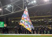 13 October 2018; A general view of the UEFA Nations League flag prior to the UEFA Nations League B group four match between Republic of Ireland and Denmark at the Aviva Stadium in Dublin. Photo by Harry Murphy/Sportsfile