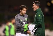16 October 2018; Republic of Ireland assistant manager Roy Keane and Harry Arter prior to the UEFA Nations League B group four match between Republic of Ireland and Wales at the Aviva Stadium in Dublin. Photo by Stephen McCarthy/Sportsfile