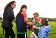 21 October 2018; Cora Staunton of Carnacon signs autographs following the Mayo County Senior Club Ladies Football Final match between Carnacon and Knockmore at Kilmeena GAA Club in Mayo. Photo by David Fitzgerald/Sportsfile