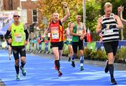 28 October 2018; Stephen Dignam of Blayney Rockets A.C., Co Monaghan, celebrates crossing the finish line during the 2018 SSE Airtricity Dublin Marathon. 20,000 runners took to the Fitzwilliam Square start line to participate in the 39th running of the SSE Airtricity Dublin Marathon, making it the fifth largest marathon in Europe. Photo by Ramsey Cardy/Sportsfile