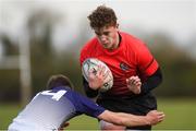 31 October 2018; Dylan Lynch of North East Area is tackled by Ronan Patterson of Metropolitan Area during the U18s 2nd Round Shane Horgan Cup match between North East Area and Metropolitan Area at Ashbourne RFC in Ashbourne, Co Meath. Photo by Piaras Ó Mídheach/Sportsfile