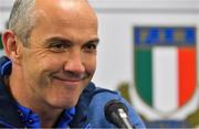 2 November 2018; Italy head coach Conor O'Shea during a press conference at Soldier Field in Chicago, USA. Photo by Brendan Moran/Sportsfile