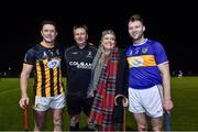 3 November 2018; Amanda Stapleton with referee Brian Gavin, Kilkenny captain Paul Murphy and her brother and Tipperary captain Paddy Stapleton before the Benefit Match between Tipperary and Kilkenny at Bishop Quinlan Park in Tipperary. Photo by Matt Browne/Sportsfile