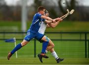 3 November 2018; Donal Burke of Ireland in action against Craig Ritchie of Scotland during the U21 Hurling Shinty International 2018 match between Ireland and Scotland at Games Development Centre in Abbotstown, Dublin. Photo by Piaras Ó Mídheach/Sportsfile