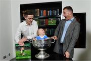 5 November 2018;  In attendance at the launch of A Season of Sundays 2018 at The Croke Park in Dublin is 10 month old Rian Cuddihy, from Harold's Cross, Dublin, grandson of Sportsfile photographer Ray McManus, with Dublin footballers Brian Fenton, left, and Ciarán Kilkenny. Photo by Ramsey Cardy/Sportsfile