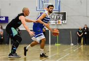 10 November 2018; Sergio Vidal Baldovi of Belfast Star in action against Kieran Donaghy of Garvey's Tralee Warriors during the Basketball Ireland Men's Superleague match between Garvey's Tralee Warriors and Belfast Star at Tralee Sports Complex in Tralee, Co Kerry. Photo by Piaras Ó Mídheach/Sportsfile