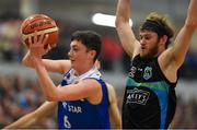 10 November 2018; CJ Fulton of Belfast Star in action against Darragh O'Hanlon of Garvey's Tralee Warriors during the Basketball Ireland Men's Superleague match between Garvey's Tralee Warriors and Belfast Star at Tralee Sports Complex in Tralee, Co Kerry. Photo by Piaras Ó Mídheach/Sportsfile
