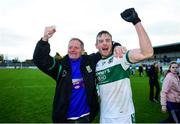 11 November 2018; Kieran Lillis of Portlaoise celebrates with Portlaoise supporter Seamie Smith following their side's victory in the AIB Leinster GAA Football Senior Club Championship quarter-final match between Moorefield and Portlaoise at St Conleth's Park in Newbridge, Co. Kildare. Photo by David Fitzgerald/Sportsfile