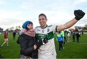 11 November 2018; Kieran Lillis of Portlaoise celebrates with his mother Mary following his side's victory in the AIB Leinster GAA Football Senior Club Championship quarter-final match between Moorefield and Portlaoise at St Conleth's Park in Newbridge, Co. Kildare. Photo by David Fitzgerald/Sportsfile