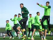 13 November 2018; Aiden O'Brien and Ronan Curtis, right, during a Republic of Ireland training session at the FAI National Training Centre in Abbotstown, Dublin. Photo by Stephen McCarthy/Sportsfile