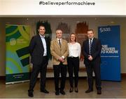 13 November 2018; SAS sign-up as multi-year partner to Sport Ireland Institute. Pictured are, from left, CEO of SAS Analytics Scott Comber, CEO of Sport Ireland John Treacy, Marketing Director of SAS UK & Ireland Rachel Lockwood and Director of Sport Ireland Institute Liam Harbison at Sport Ireland Institute National Sports Campus in Blanchardstown, Dublin.  Photo by Harry Murphy/Sportsfile