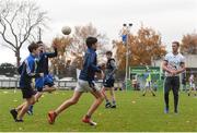 17 November 2018; Dublin All-Ireland winner and All-Star Paul Mannion puts the Ballyboden under 13 boys’ football team through their paces. The team were selected as winners of the John West competition as part of their sponsorship of the Feile. John West has sponsored the Feile since 2016 and throughout the sponsorship, John West has focused on encouraging children to participate in Gaelic Games while emphasising the importance natural protein plays in fuelling a young athlete. Pictured is Paul Mannion with young players during the John West Training Session with Paul Mannion at Ballyboden St Endas GAA in Ballyboden, Dublin. Photo by Eóin Noonan/Sportsfile