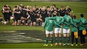 17 November 2018; The haka is performed by New Zealand's All Blacks, led by captain Kieran Read, prior to the Guinness Series International match between Ireland and New Zealand at the Aviva Stadium in Dublin. Photo by David Fitzgerald/Sportsfile