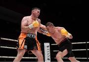 7 December 2018; Paddy Nevin, left, and Hrvoje Bozinovic during their heavyweight contest at The Royal Theatre in Castlebar, Mayo. Photo by Stephen McCarthy/Sportsfile