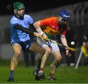 11 December 2018; Eoin Nolan of Carlow in action against Chris Crummey of Dublin during the Walsh Cup Round 1 match between Carlow and Dublin at Netwatch Cullen Park in Carlow. Photo by Harry Murphy/Sportsfile