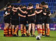 16 January 2019; Temple Carrig School huddle ahead of the second half during the Bank of Ireland Vinnie Murray Cup Round 2 match between Wilson’s Hospital School and Temple Carrig School at Energia Park in Dublin. Photo by Eóin Noonan/Sportsfile