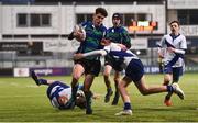 21 January 2019; Pepe Papen of Gorey Community School is tackled by Wilhelm De Klerk of St Andrew's College during the Bank of Ireland Fr. Godfrey Cup 2nd Round match between St Andrews College and Gorey Community School at Energia Park in Dublin. Photo by Sam Barnes/Sportsfile