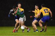 26 January 2019; Diarmuid O'Connor of Mayo in action against Roscommon players, from left, Ronan Daly, Conor Hussey and Donie Smith during the Allianz Football League Division 1 Round 1 match between Mayo and Roscommon at Elverys MacHale Park in Castlebar, Co. Mayo. Photo by Piaras Ó Mídheach/Sportsfile