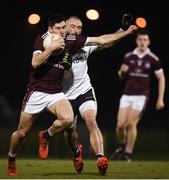 6 February 2019; Nathan Mullen of NUI Galway in action against Terence O'Brien of Ulster University during the Electric Ireland Sigerson Cup Quarter Final match between National University of Ireland, Galway, and Ulster University at the GAA Centre of Excellence in Abbotstown, Dublin. Photo by Harry Murphy/Sportsfile