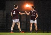 6 February 2019; Kevin McDonnell, left, and Kieran Molloy of NUI Galway celebrate following the Electric Ireland Sigerson Cup Quarter Final match between National University of Ireland, Galway, and Ulster University at the GAA Centre of Excellence in Abbotstown, Dublin. Photo by Harry Murphy/Sportsfile