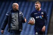 8 February 2019; Head coach Gregor Townsend, left, and Finn Russell during the Scotland Rugby captain's run at BT Murrayfield Stadium in Edinburgh, Scotland. Photo by Ramsey Cardy/Sportsfile