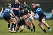 10 February 2019; Dan Sheehan of Ireland is tackled by Alex Ball of Scotland during the Irish Universities Rugby Union match between Ireland and Scotland at Queens University in Belfast, Antrim. The Maxol Ireland’s Students took on their Scottish counterparts in the annual International Colours match at Queen’s University Belfast today. Ireland were victorious with a hard fought 31- 03 win against the visitors. This is Maxol’s 27th year of IURU sponsorship, one of the longest and most enduring rugby sponsorships in Ireland  at Queens University in Belfast, Antrim. Photo by Oliver McVeigh/Sportsfile