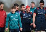 11 February 2019; Players, from left, Darren Sweetnam, Neil Cronin, Ciaran Parker, Niall Scannell, Chris Cloete, Chris Farrell and Billy Holland during Munster Rugby Squad Training at University of Limerick in Limerick. Photo by Piaras Ó Mídheach/Sportsfile