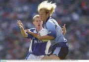 28 September 2003; Kean Cleere, Dublin, in action against Donal Brennan, Laois. All-Ireland Minor Football Championship Final, Dublin v Laois, Croke Park, Dublin. Picture credit; David Maher / SPORTSFILE *EDI*