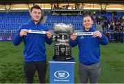 14 February 2019; Will Connors, left, and Ed Byrne of Leinster draw the names of Belvedere College and Blackrock v St Michaels during the Bank of Ireland Leinster Schools Senior Cup Round 3 Draw at Energia Park in Donnybrook, Dublin. Photo by Matt Browne/Sportsfile