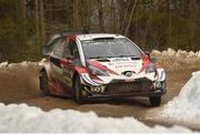 15 February 2019; Kris Meeke and Sebastian Marshall in their Toyota Yaris WRC during SS7 Rojden 2 at the FIA World Rally Championship Sweden at Torsby in Sweden. Photo by Philip Fitzpatrick/Sportsfile