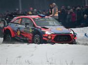 16 February 2019; Sebastien Loeb and Daniel Elena in their Hyundai i20 Coupe WRC during SS13 Hagfors 2 at the FIA World Rally Championship Sweden at Torsby in Sweden. Photo by Philip Fitzpatrick/Sportsfile