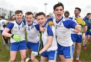 16 February 2019; Letterkenny IT players from left Ryan McMahon, Dermot McGlynn, Shea Doherty and Callum Gallagher celebrate after the Electric Ireland HE GAA Trench Cup Final match between Letterkenny IT and Dundalk IT at Mallow GAA in Mallow, Cork. Photo by Matt Browne/Sportsfile