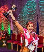 16 February 2019; Representing Connacht, Emily Greaney from Abbeyknockmoy, Galway lifts the cup after winning the Rince Seit catagory during the Cream of The Crop at Scór na nÓg All Ireland Finals at St Gerards De La Salle Secondary School in Castlebar, Co Mayo. Photo by Eóin Noonan/Sportsfile