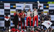 17 February 2019; Ott Tanak and Martin Jarveoja celebrate on the podium at the FIA World Rally Championship Sweden at Torsby in Sweden. Photo by Philip Fitzpatrick/Sportsfile