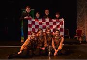 16 February 2019; Connacht team from Abbeyknockmoy, Galway, Lauren Kelly, Emma Harte Geasley, Emily Greaney, Laura Duggan, Kevin Brogan, Evan Loughnane, Nathan Conway and Cathal Fahy with the cup after winning the Rince Seit catagory during the Cream of The Crop at Scór na nÓg All Ireland Finals at St Gerards De La Salle Secondary School in Castlebar, Co Mayo. Photo by Eóin Noonan/Sportsfile