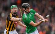 17 February 2019; Conor Boylan of Limerick scores a point as Paul Murphy of Kilkenny closes in during the Allianz Hurling League Division 1A Round 3 match between Kilkenny and Limerick at Nowlan Park in Kilkenny. Photo by Piaras Ó Mídheach/Sportsfile