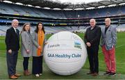 20 February 2019; In attendance are, TILDA ambassadors, from left, Eamonn Rea, former Limerick Hurler, Claire Egan, former Mayo footballer, Maria Devenney, former Donegal footballer, Anthony Molloy, former Donegal footballer and Denis Coughlan, former Cork dual player, during the How to Age Well: GAA and TILDA Partnership launch at Croke Park in Dublin. The partnership  will see live talks take place across Ireland in Mayo, Cork, Donegal, Longford and Limerick. Photo by Sam Barnes/Sportsfile