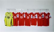 20 February 2019; A general view of St. Patrick's Athletic jerseys at the St. Patrick's Athletic Squad Portraits at Ballyoulster United AFC, in Celbridge, Co. Kildare. Photo by Piaras Ó Mídheach/Sportsfile