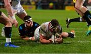 23 February 2019; Rob Herring of Ulsteon the ground goes over for his sides second try during the Guinness PRO14 Round 16 match between Ulster and Zebre at the Kingspan Stadium in Belfast. Photo by Oliver McVeigh/Sportsfile