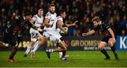 23 February 2019; Robert Baloucoune of Ulster is tackled by Apisai Tauyavuca, left, and Nicolas De Battista of Zebre during the Guinness PRO14 Round 16 match between Ulster and Zebre at the Kingspan Stadium in Belfast. Photo by Oliver McVeigh/Sportsfile