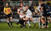 23 February 2019; Louis Ludik of Ulster is tackled by Leonard Krumov of Zebre during the Guinness PRO14 Round 16 match between Ulster and Zebre at the Kingspan Stadium in Belfast. Photo by Oliver McVeigh/Sportsfile