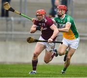 24 February 2019; Conor Whelan of Galway in action against Niall Houlihan of Offaly during the Allianz Hurling League Division 1B Round 4 match between Offaly and Galway at Bord Na Mona O'Connor Park in Tullamore, Offaly. Photo by Matt Browne/Sportsfile