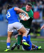 24 February 2019; Tadhg Furlong of Ireland is tackled by Michele Campagnaro, left, and Braam Steyn of Italy during the Guinness Six Nations Rugby Championship match between Italy and Ireland at the Stadio Olimpico in Rome, Italy. Photo by Ramsey Cardy/Sportsfile