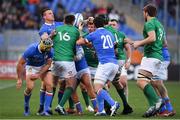 24 February 2019; Players from both sides contest a loose ball during the Guinness Six Nations Rugby Championship match between Italy and Ireland at the Stadio Olimpico in Rome, Italy. Photo by Brendan Moran/Sportsfile