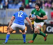 24 February 2019; Sean O'Brien of Ireland in action against Luca Morisi of Italy during the Guinness Six Nations Rugby Championship match between Italy and Ireland at the Stadio Olimpico in Rome, Italy. Photo by Brendan Moran/Sportsfile